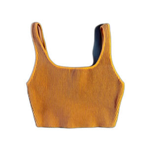 Babaton Aritzia Orange Sculpt Knit Square Neck Crop Tank Small Ribbed Festival